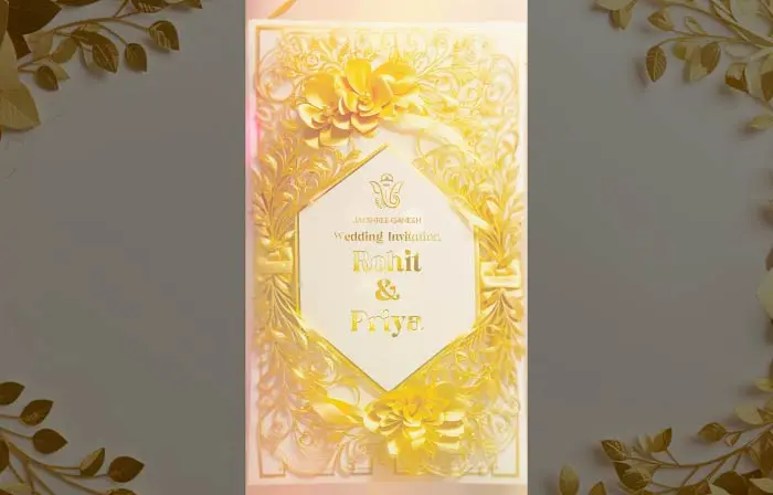 Golden 3D Premium Floral Wedding Invitation Instagram Story